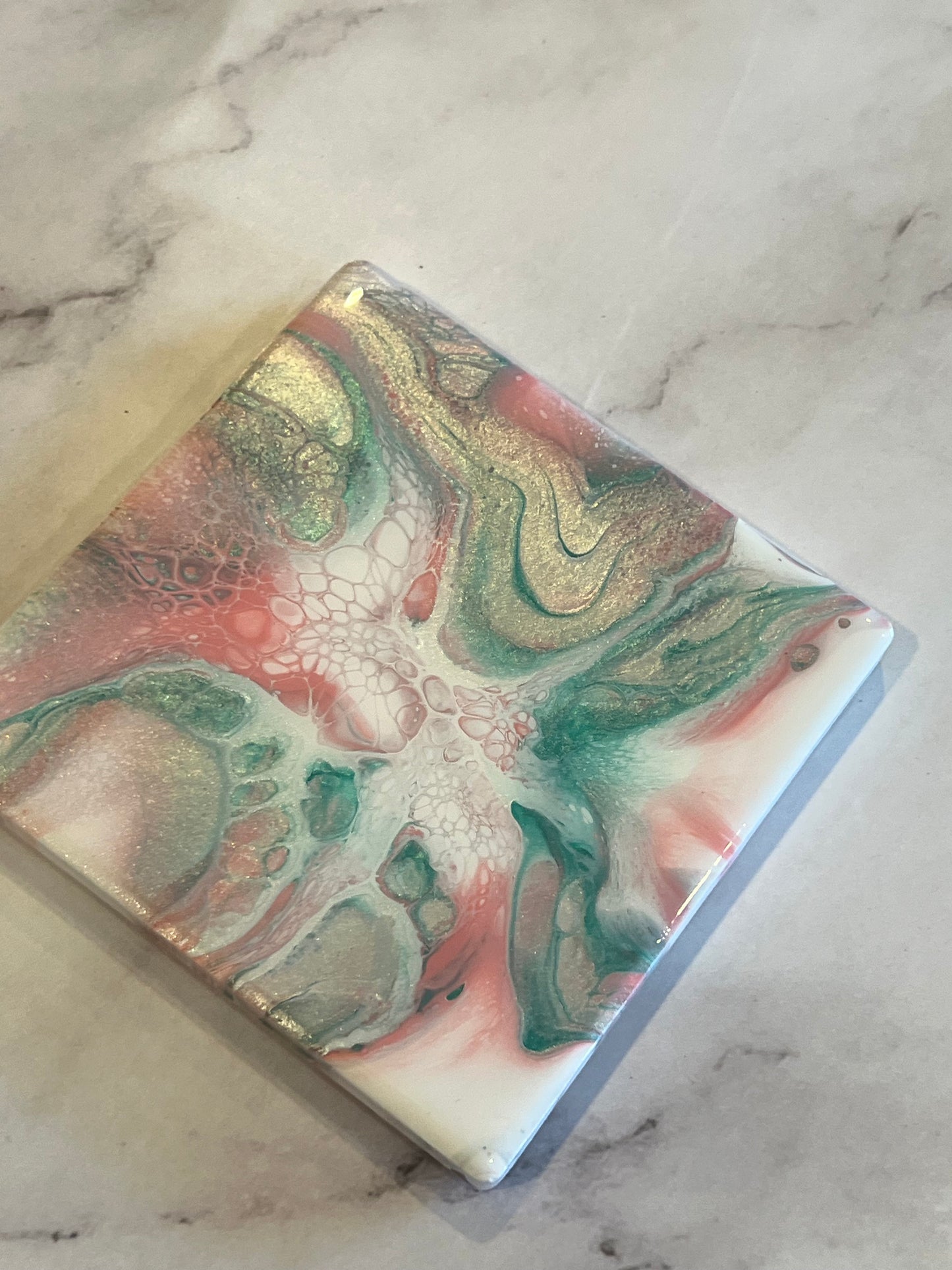 Pink and Aqua Bloom Coasters