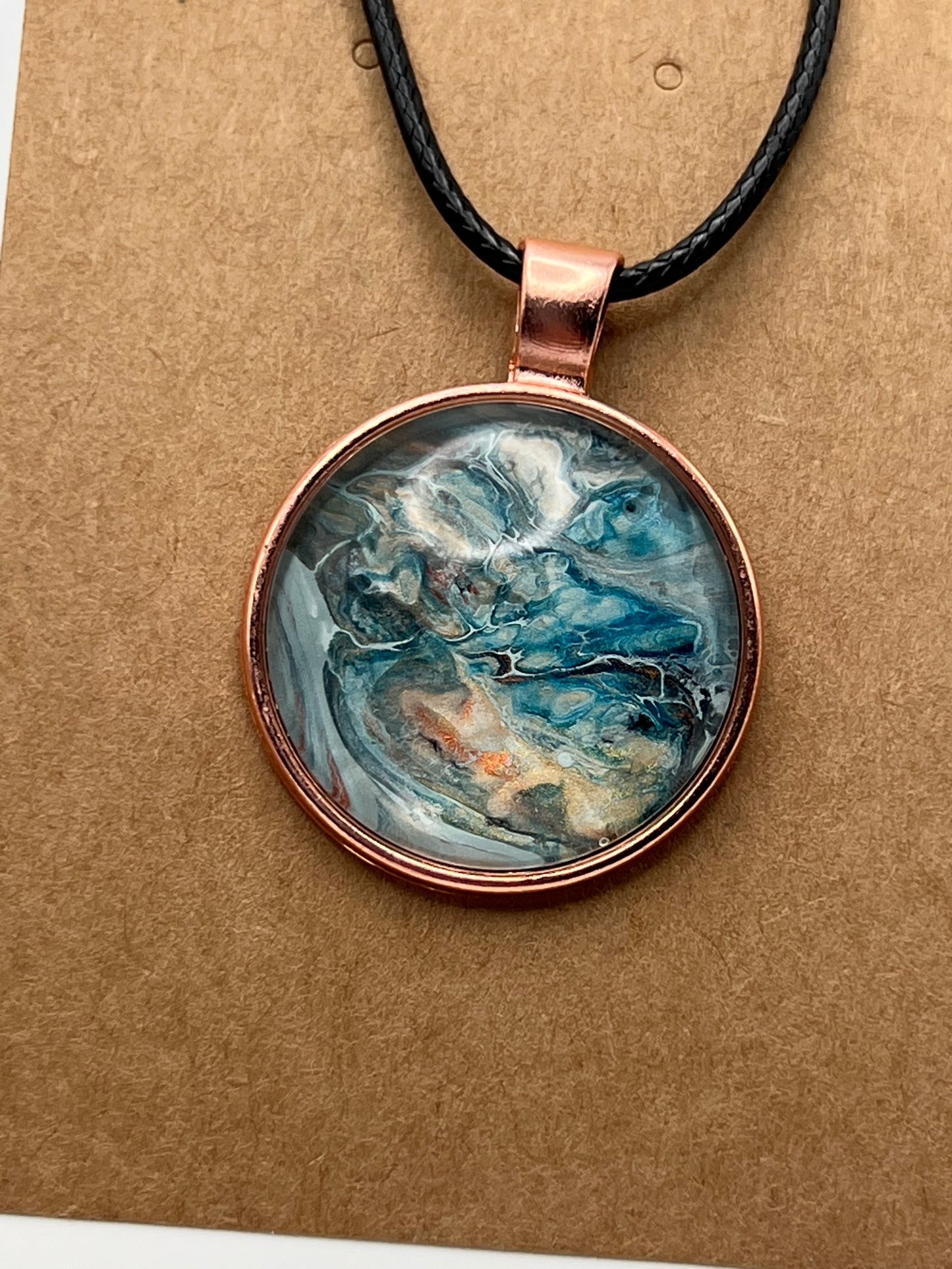 Shades of Blue and Copper Necklace and Earrings