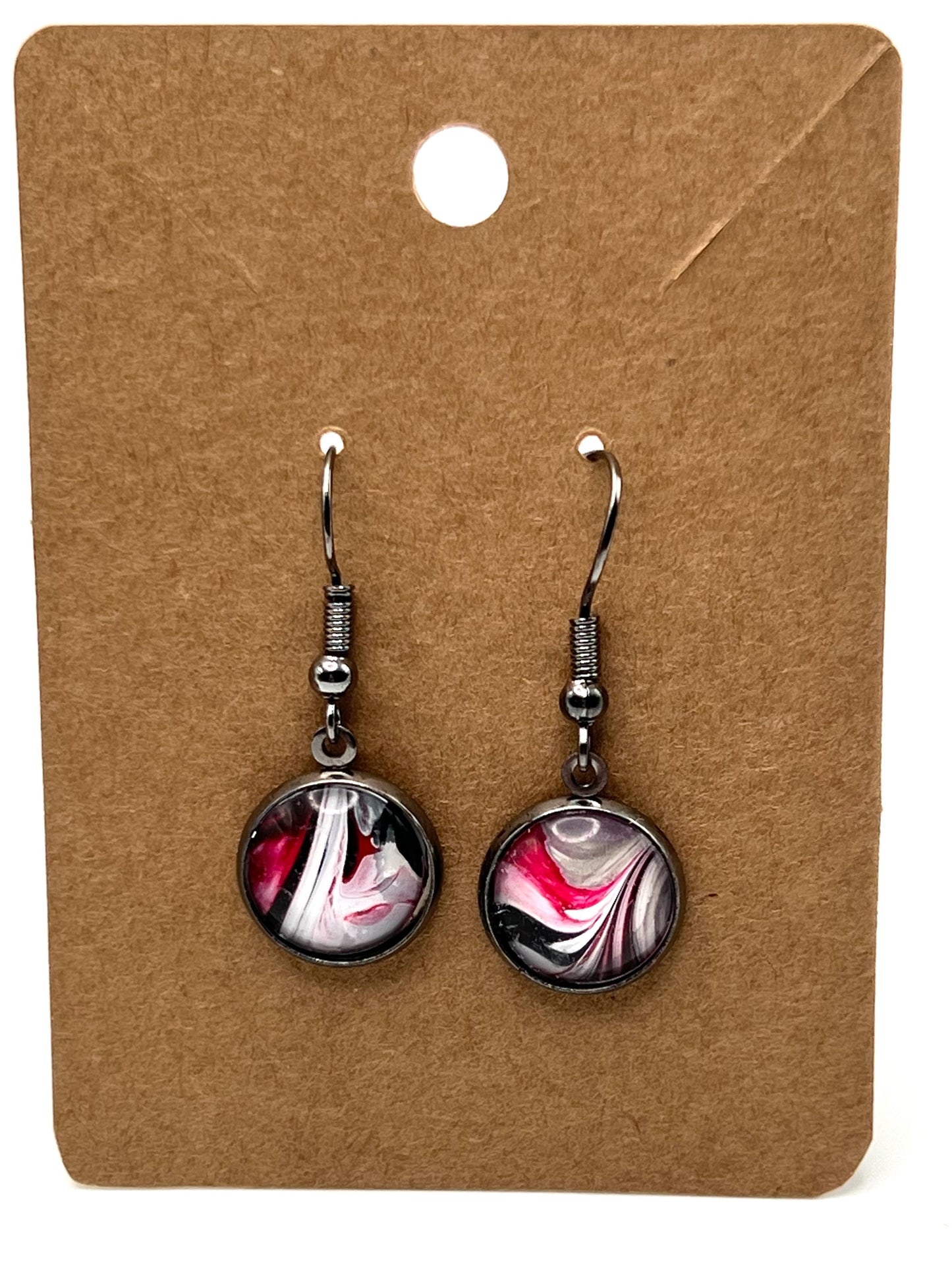 Red, Black and White Necklace and Earrings