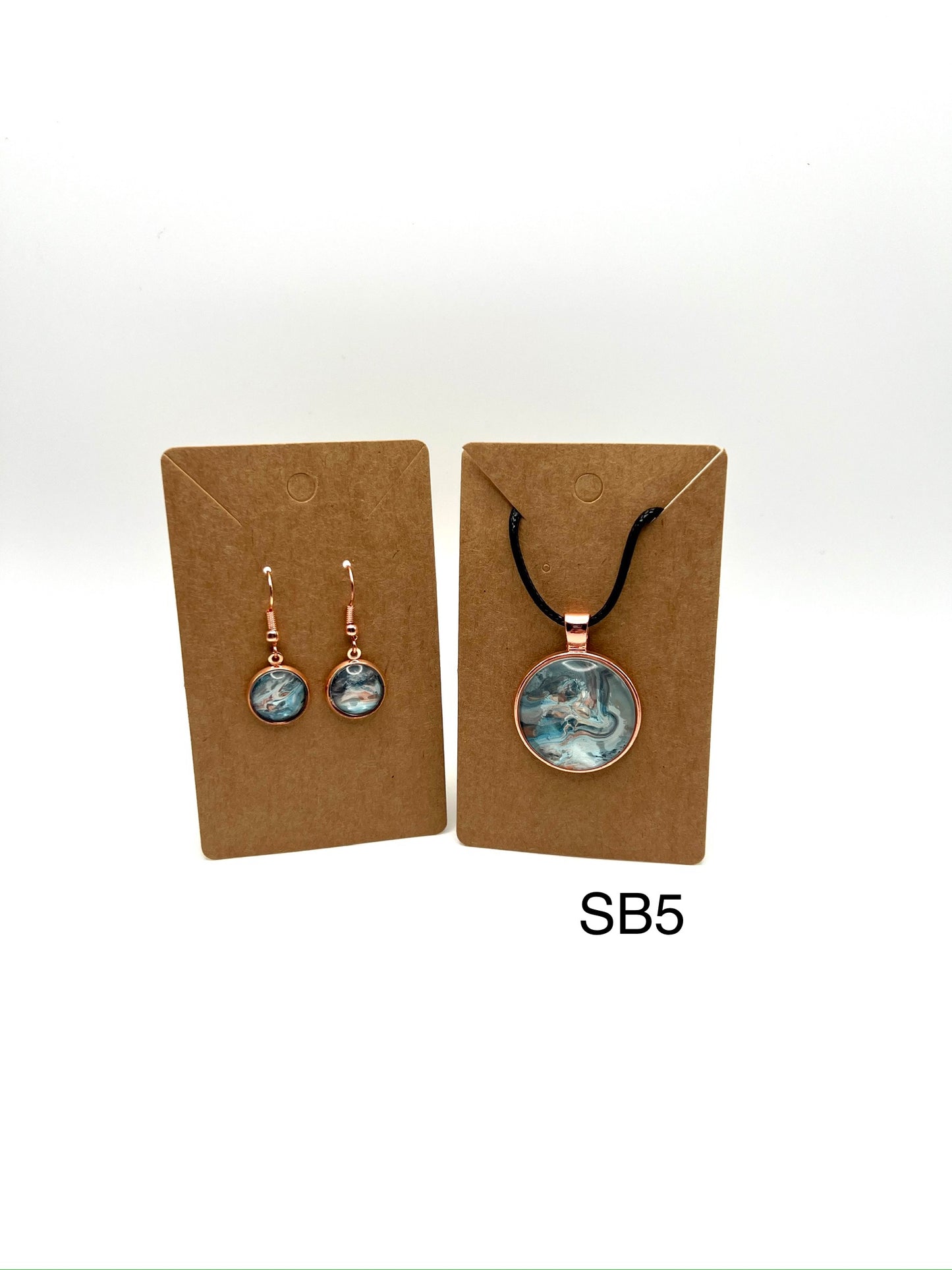 Blue and Copper Necklace and Earrings