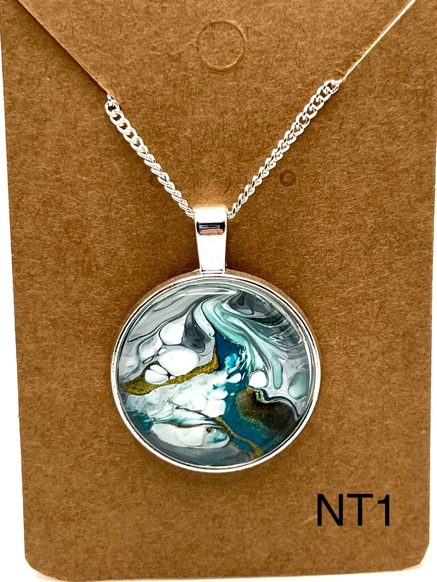 Teal, Black and Gold Pendant