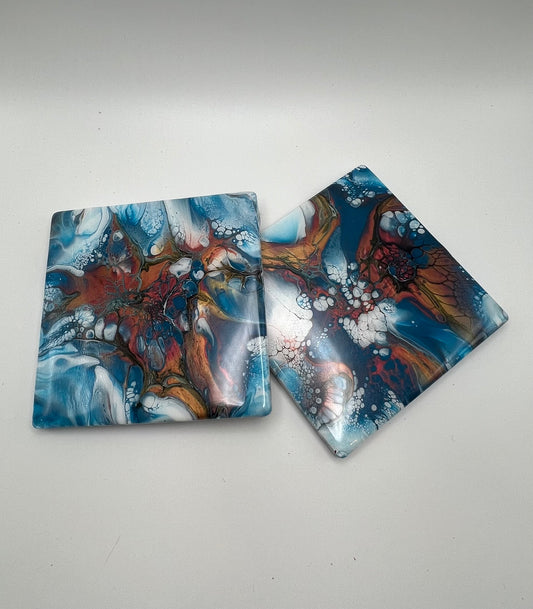 Brilliant Blue, Copper and Gold Coasters