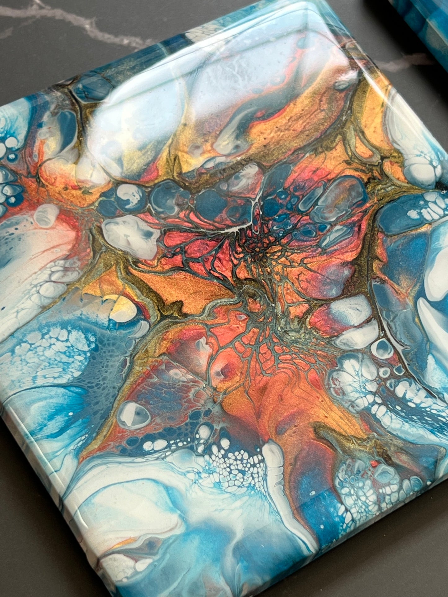 Brilliant Blue, Copper and Gold Coasters