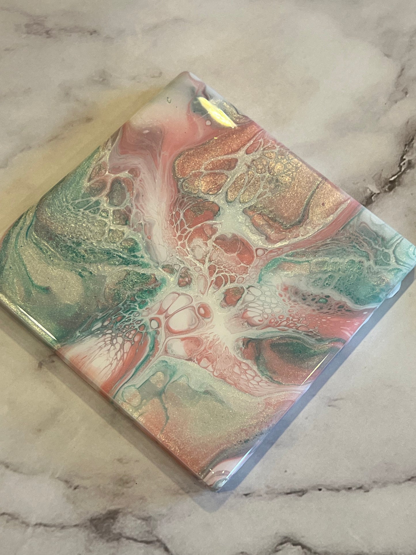 Pink and Aqua Bloom Coasters
