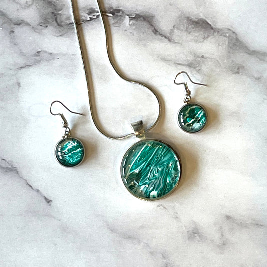 Festive Green Silver plated Set