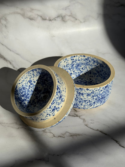Blue and white French butter bell
