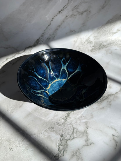 Blue and Black Frozen Pond Ramen Bowl