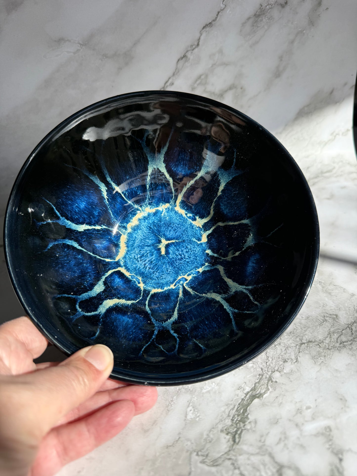 Blue and Black Frozen Pond Ramen Bowl