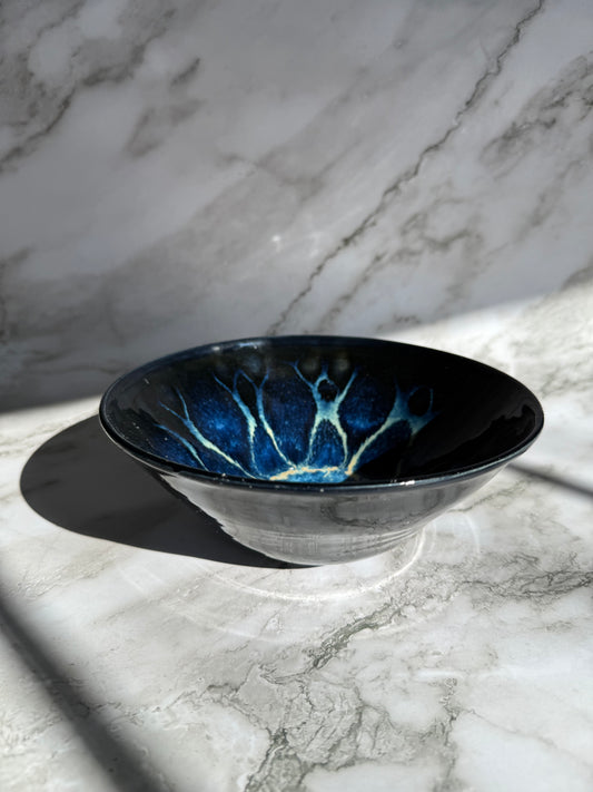 Blue and Black Frozen Pond Ramen Bowl