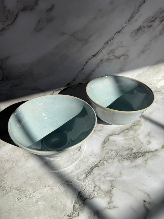 Set of 2 Light Blue Ramen Bowls