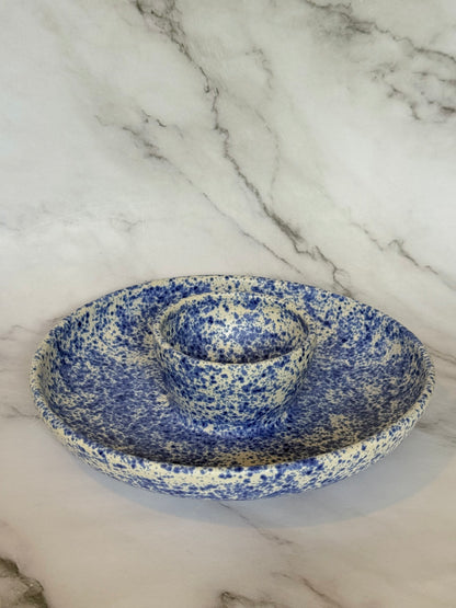 Speckled Blue Chip and Dip Bowl