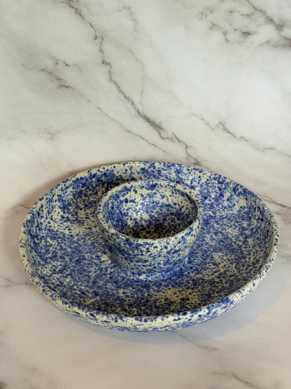 Speckled Blue Chip and Dip Bowl