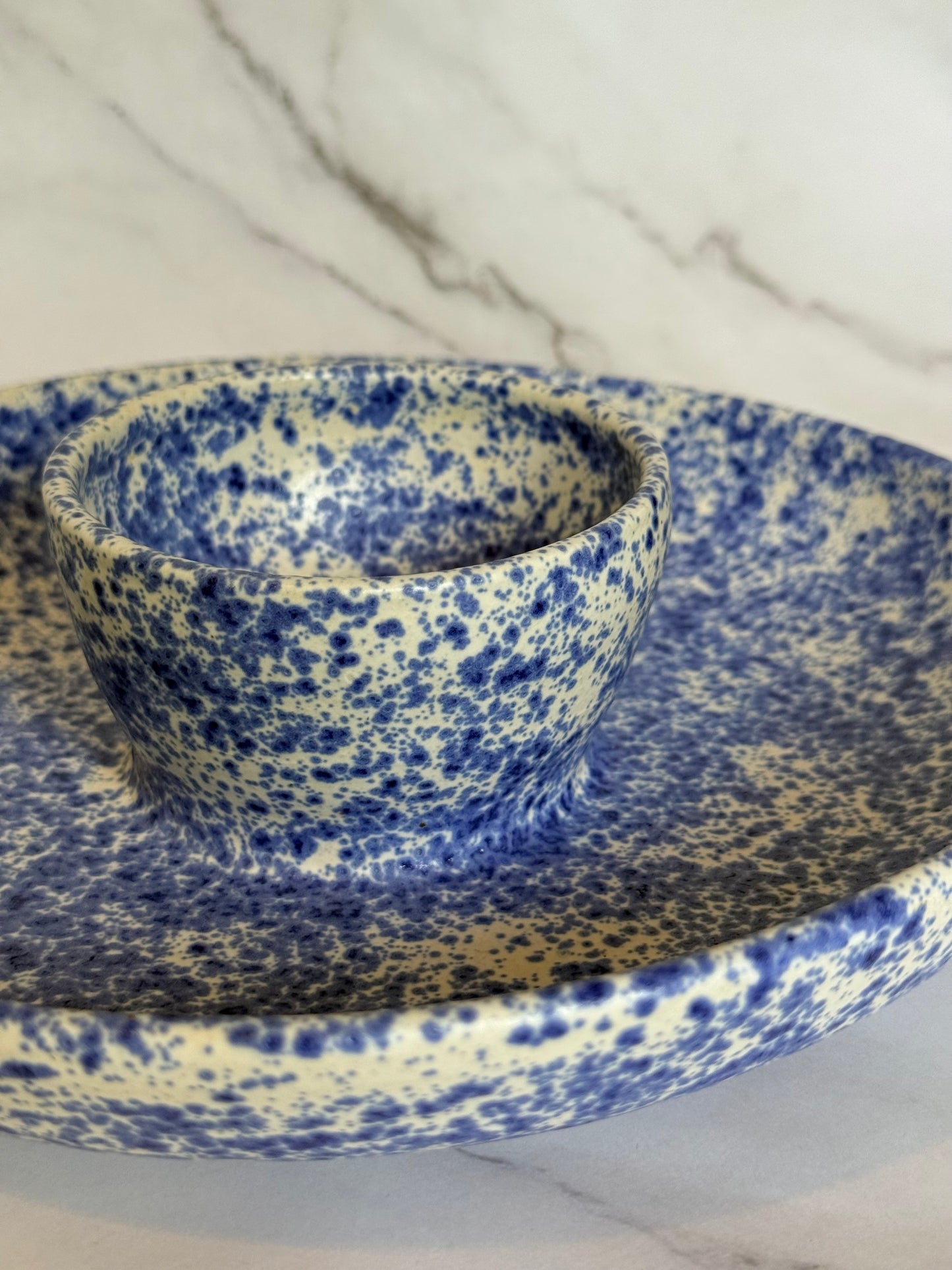 Speckled Blue Chip and Dip Bowl