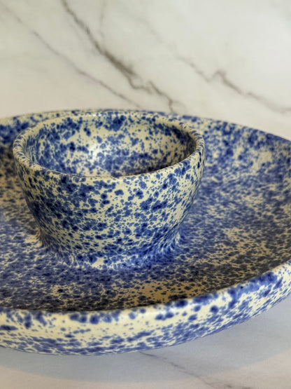 Speckled Blue Chip and Dip Bowl