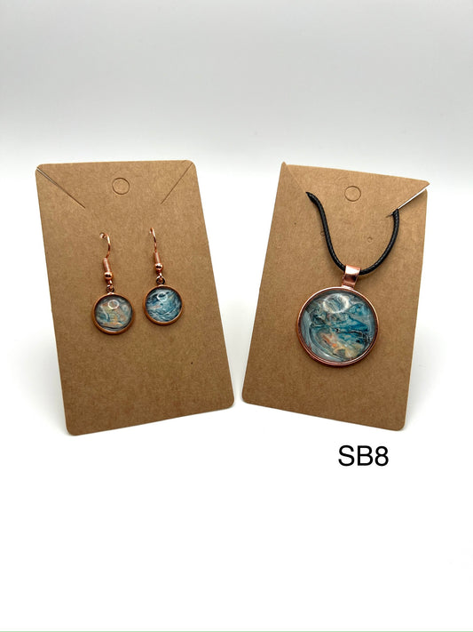 Shades of Blue and Copper Necklace and Earrings