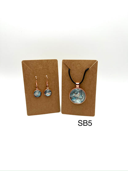 Blue and Copper Necklace and Earrings