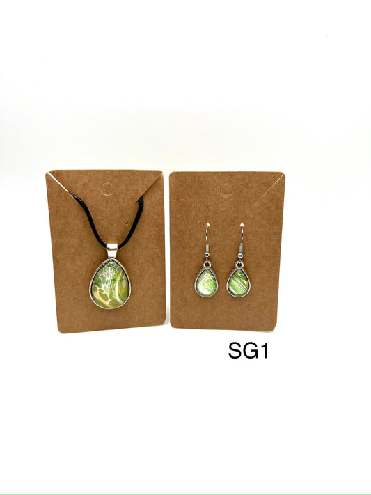 Army Green With A Touch Of Gold Jewelry Set