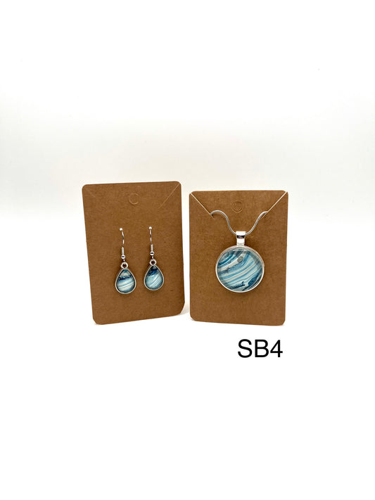 Light Blue and Denim set in Sterling Silver