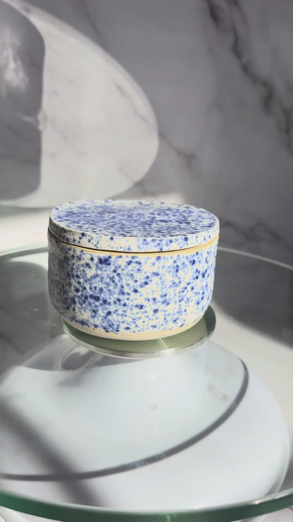 Blue and white French butter bell