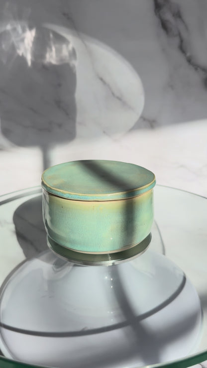 Bright turquoise French butter bell